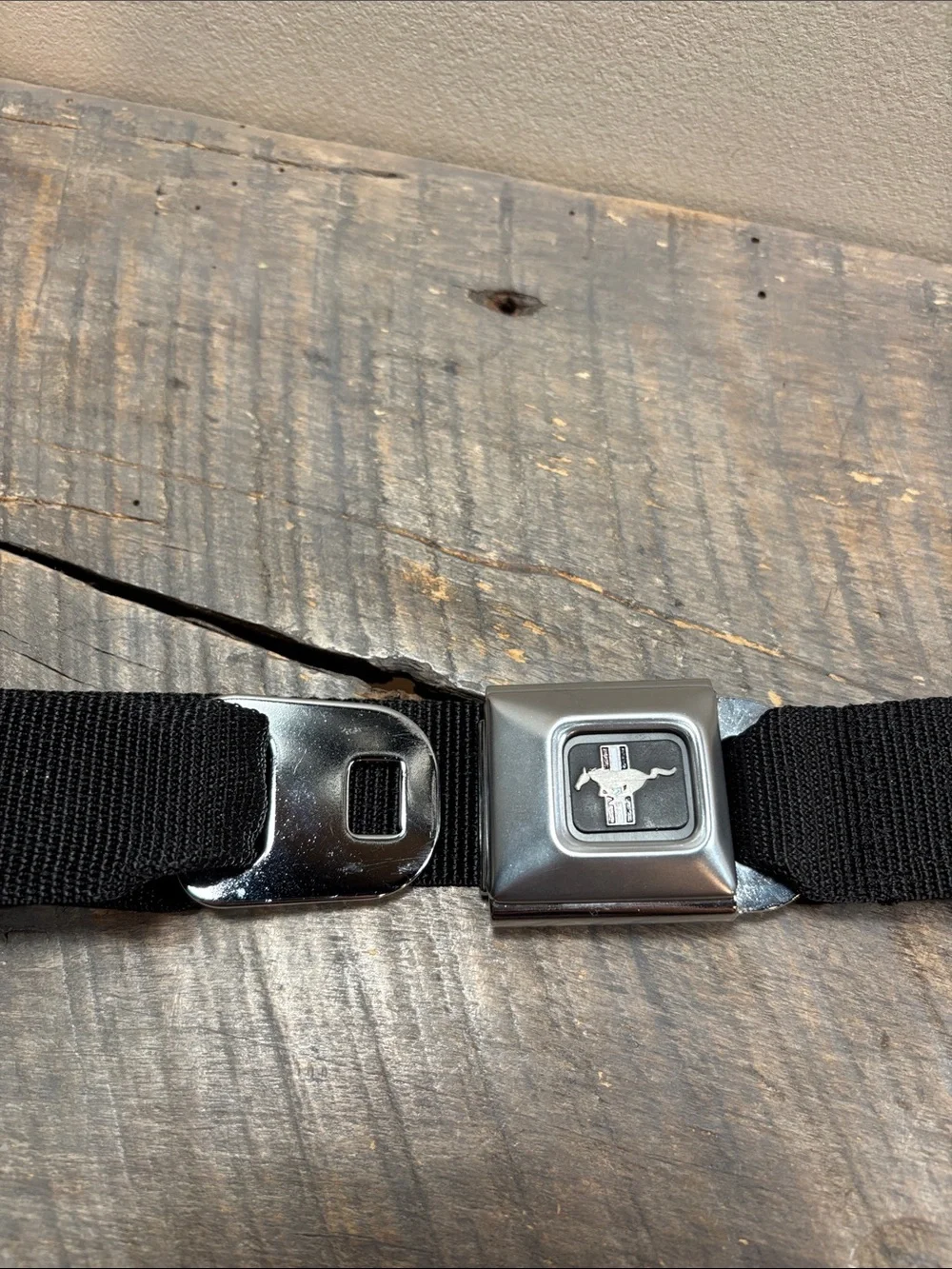 Buckle Down Ford Mustang Black Seat Belt with featuring Mustang Horse Emblem